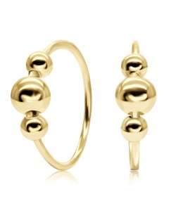 Gold Plated Tripple Silver Balls Hoop Earring HO-1573-GP